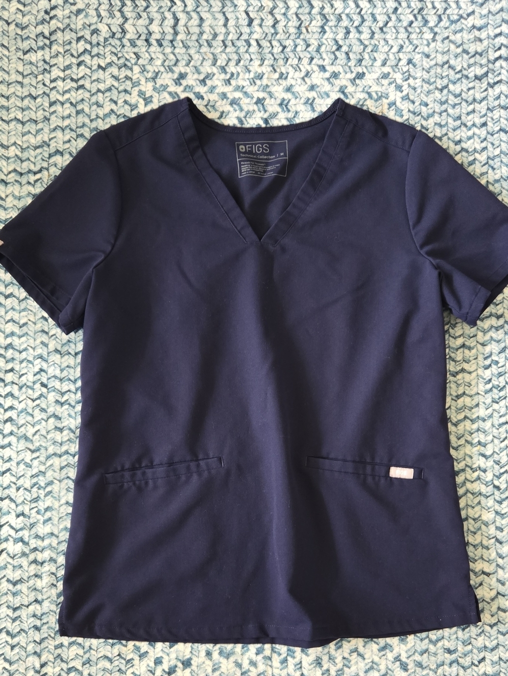 Figs Navy V-Neck Short Sleeve Scrub Top